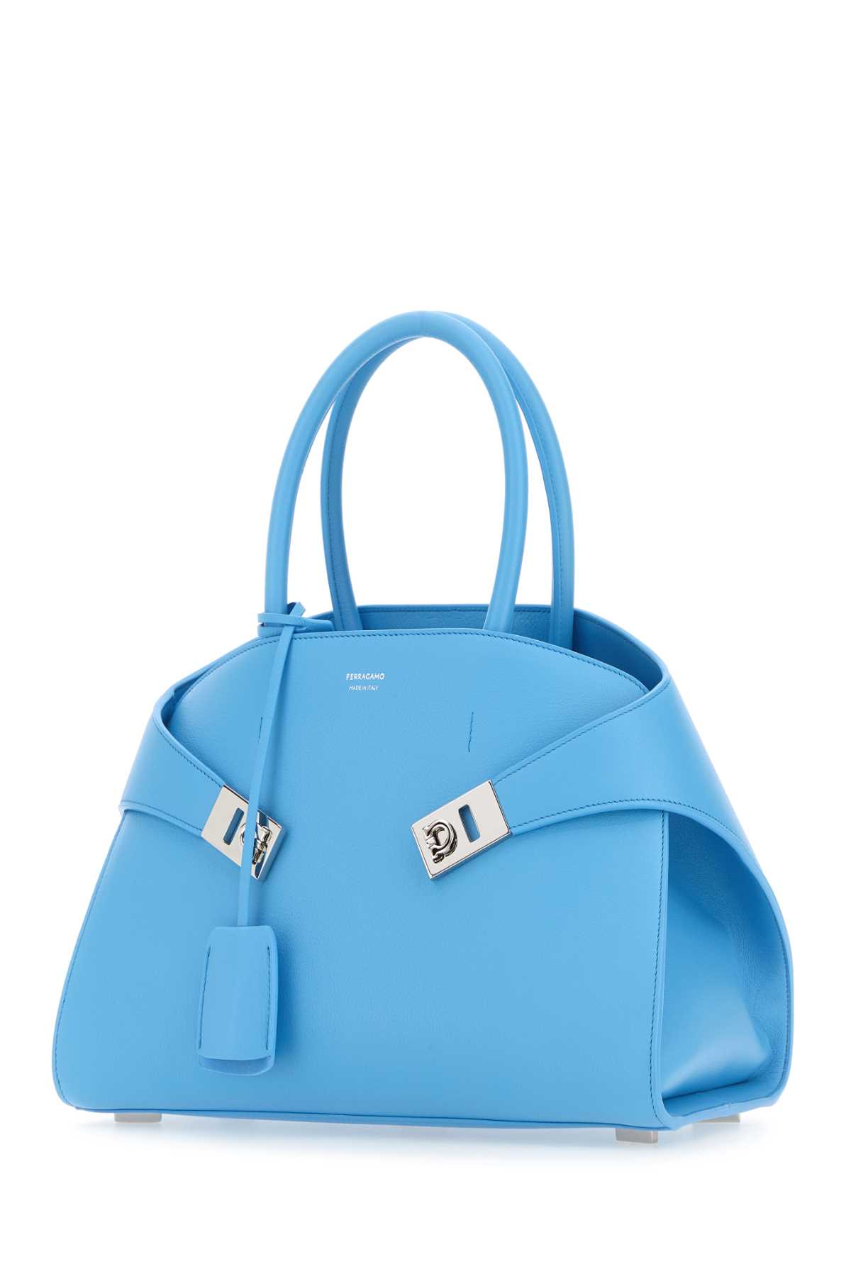 Shop Ferragamo Turquoise Leather Small Hug Handbag In Azur
