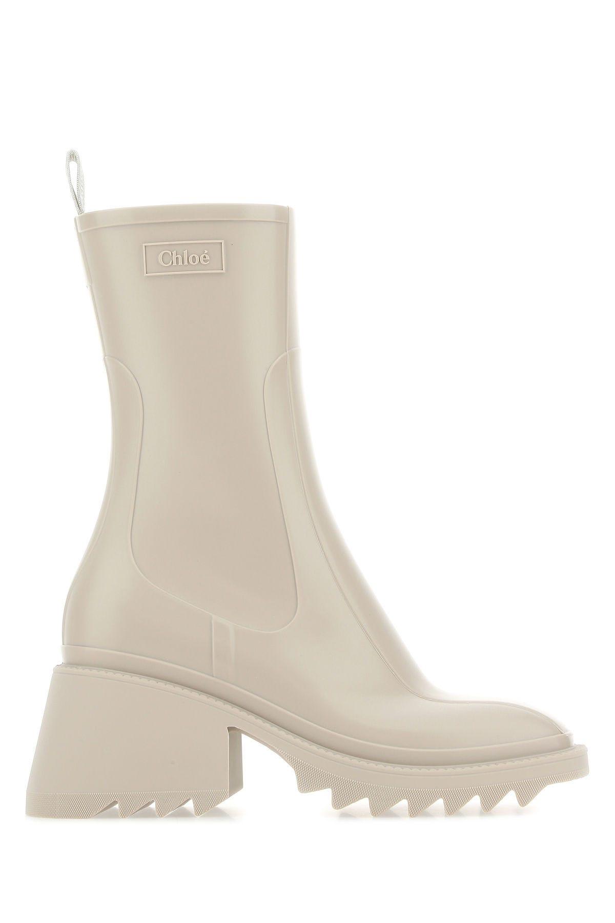 CHLOÉ DOVE GREY RUBBER ANKLE BOOTS