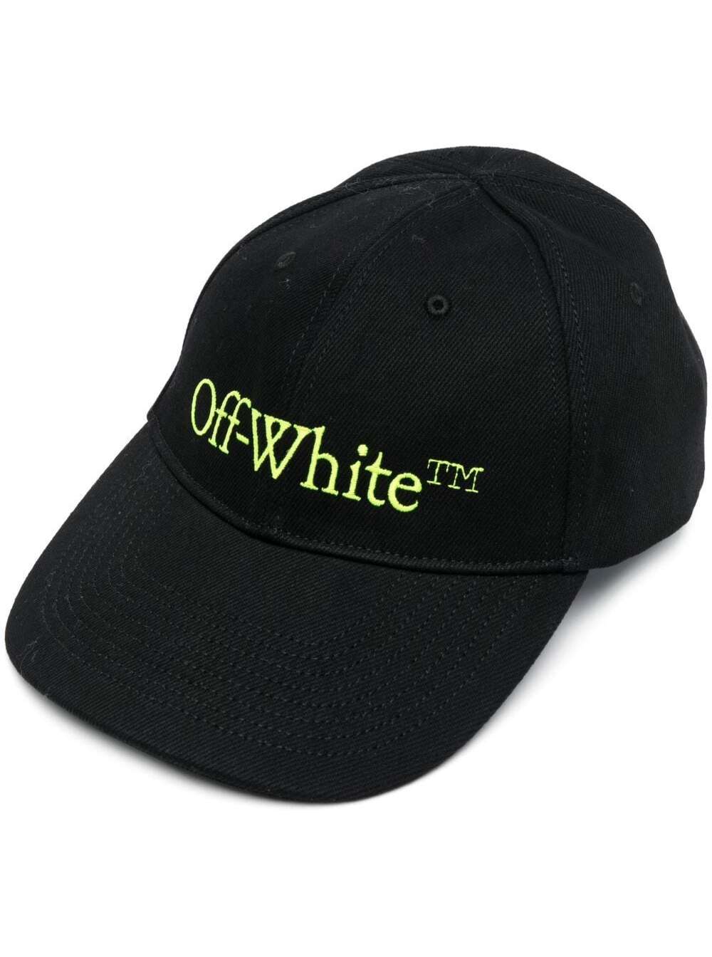 OFF-WHITE BASEBALL CAP WITH EMBROIDERED LOGO IN BLACK COTTON MAN