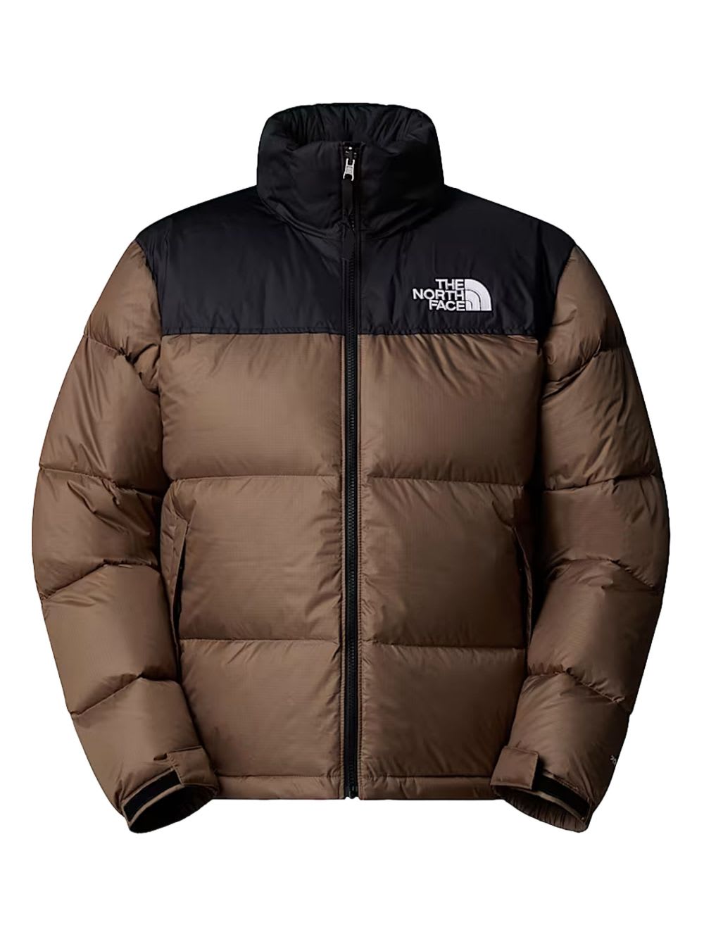 The North Face Beige And Black Short Down Jacket With Logo  In Brown