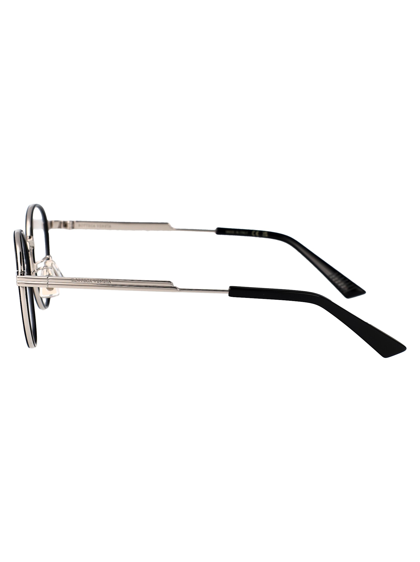 Bottega Veneta Bv1337oj Glasses In Silver-silver-transparent