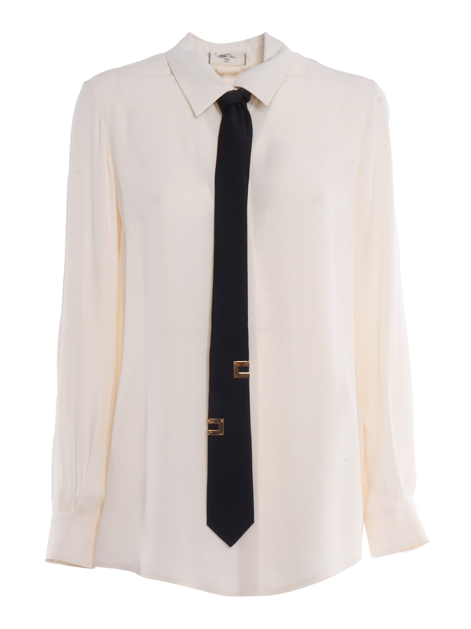 Shop Elisabetta Franchi White Shirt With Tie