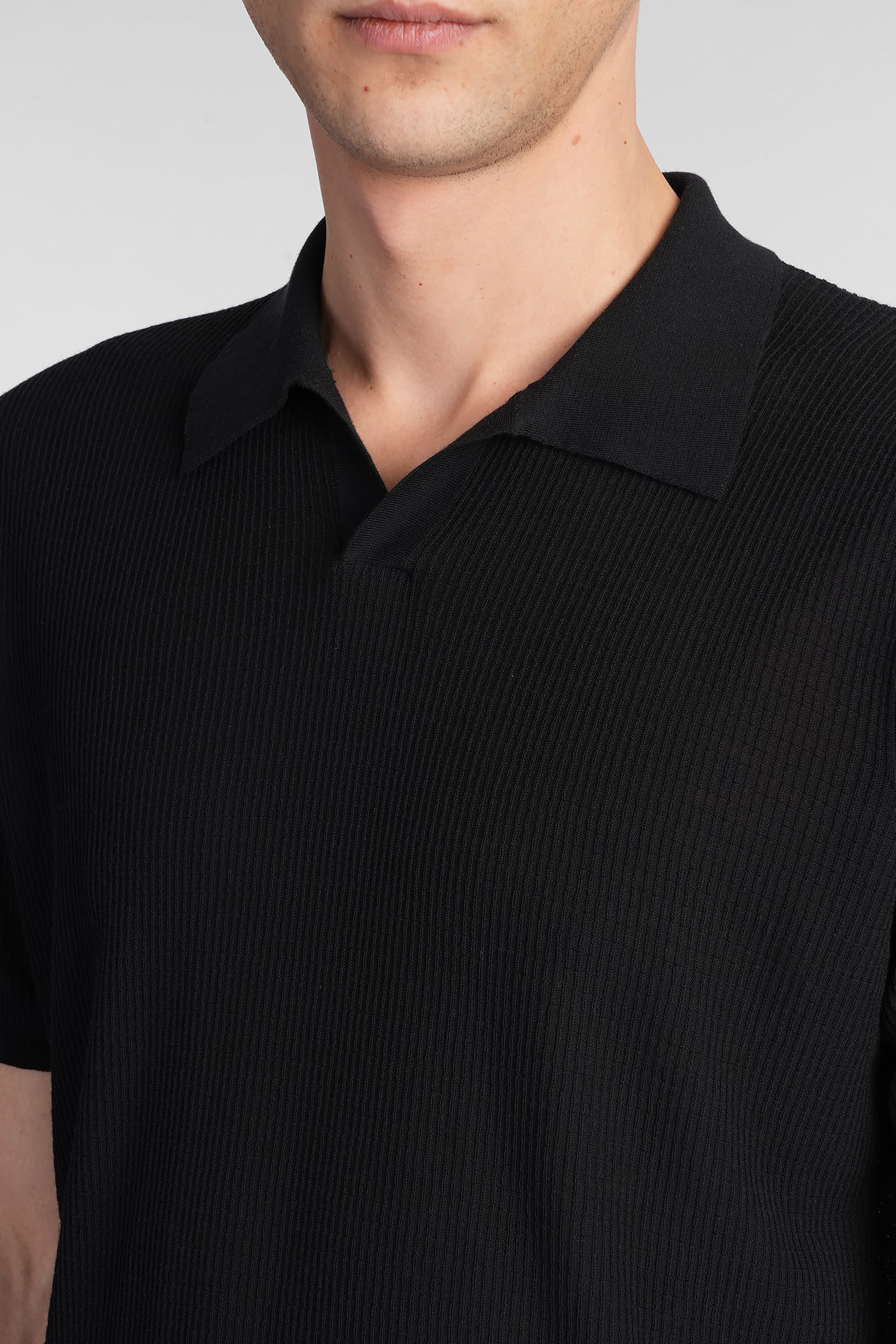 Roberto Collina Polo In Black Cotton In Black
