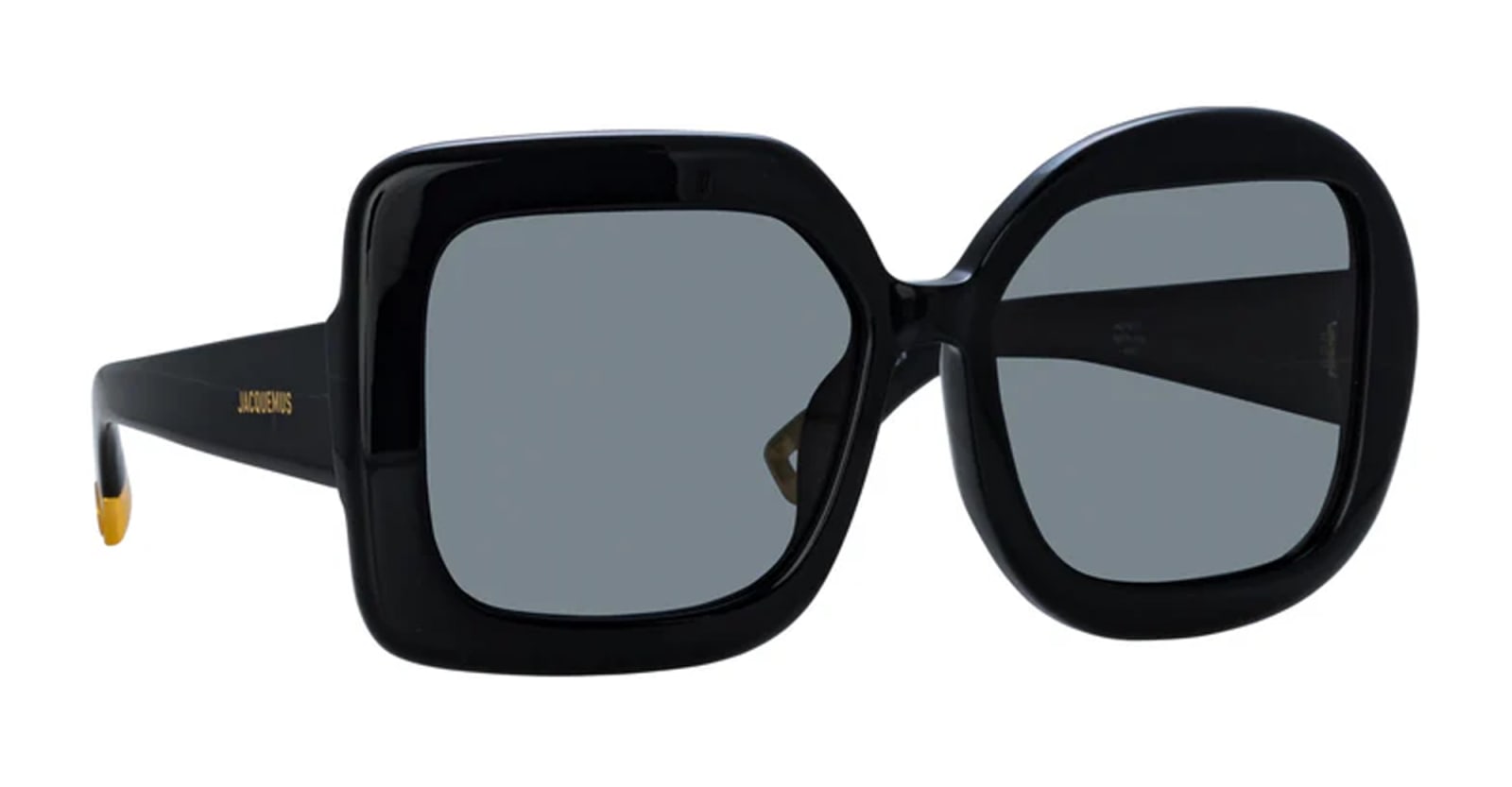 Shop Jacquemus Carre Rond - Black Sunglasses In C1