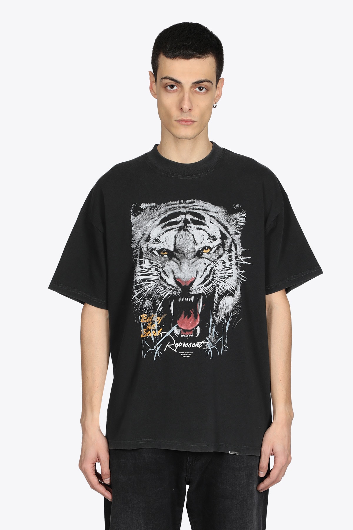 REPRESENT Best Of The Breed T-shirt Washed black cotton t-shirt with tiger print - Best of the breed t-shirt