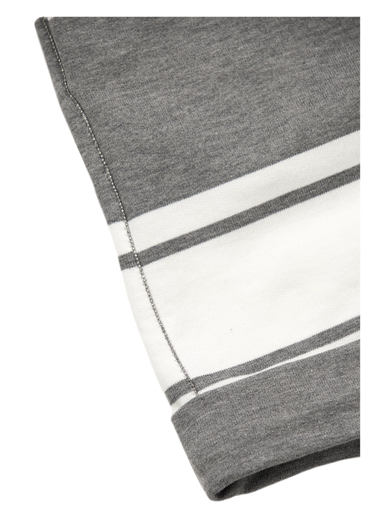 Shop Brunello Cucinelli Cotton Striped Fleece Shorts In Grey/white
