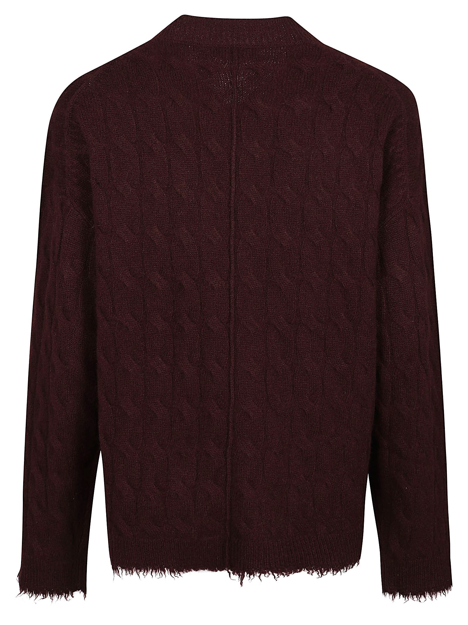 Shop Re/done Cashmere Cable V Neck Sweater In Oxblood