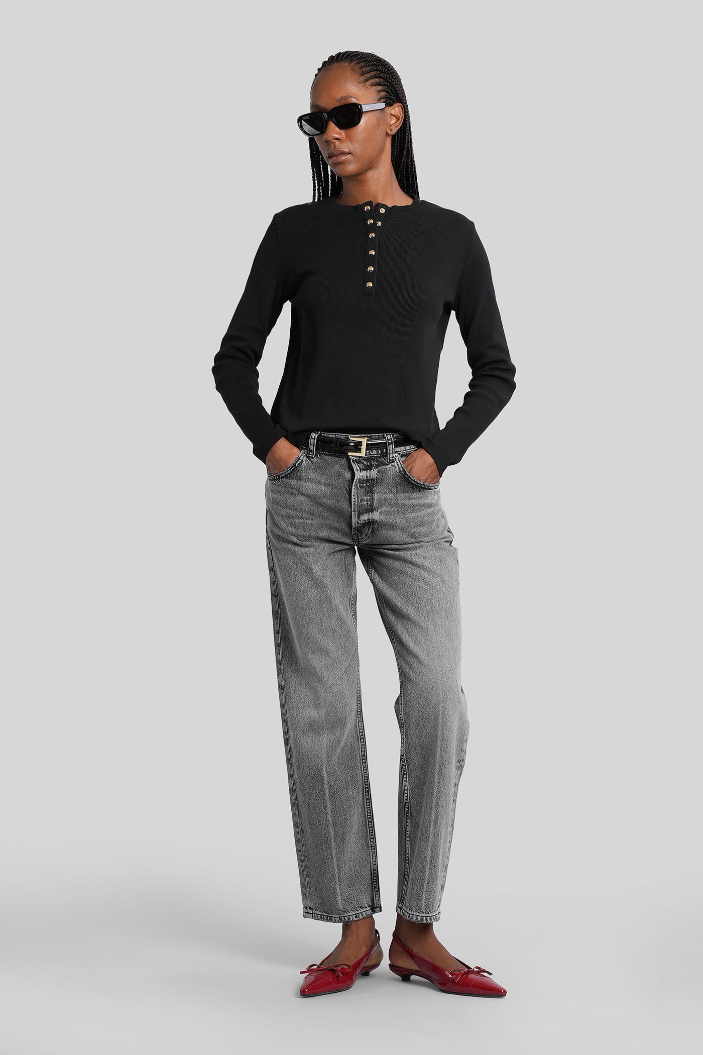 Anine Bing Alessia Topwear In Black Cotton In Black