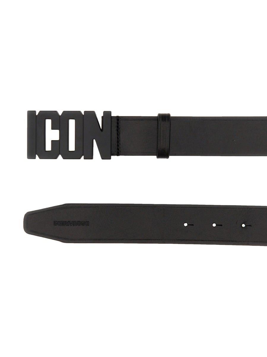 Dsquared2 Icon Plaque Buckle Belt In Nero/nero
