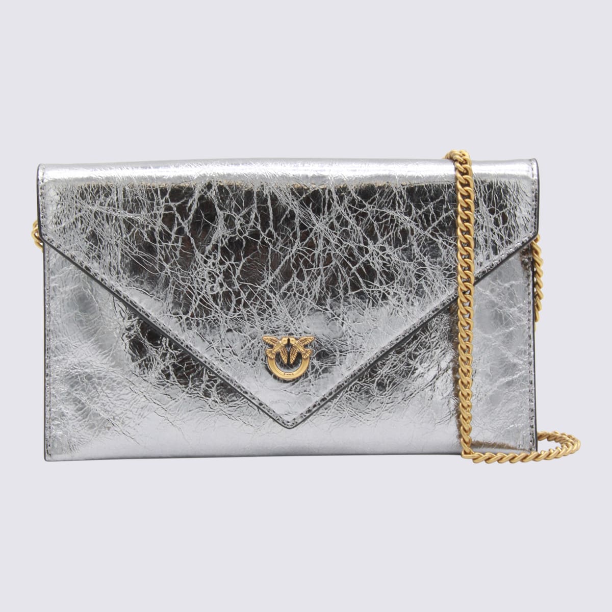 Silver Tone Leather Crossbody Bag