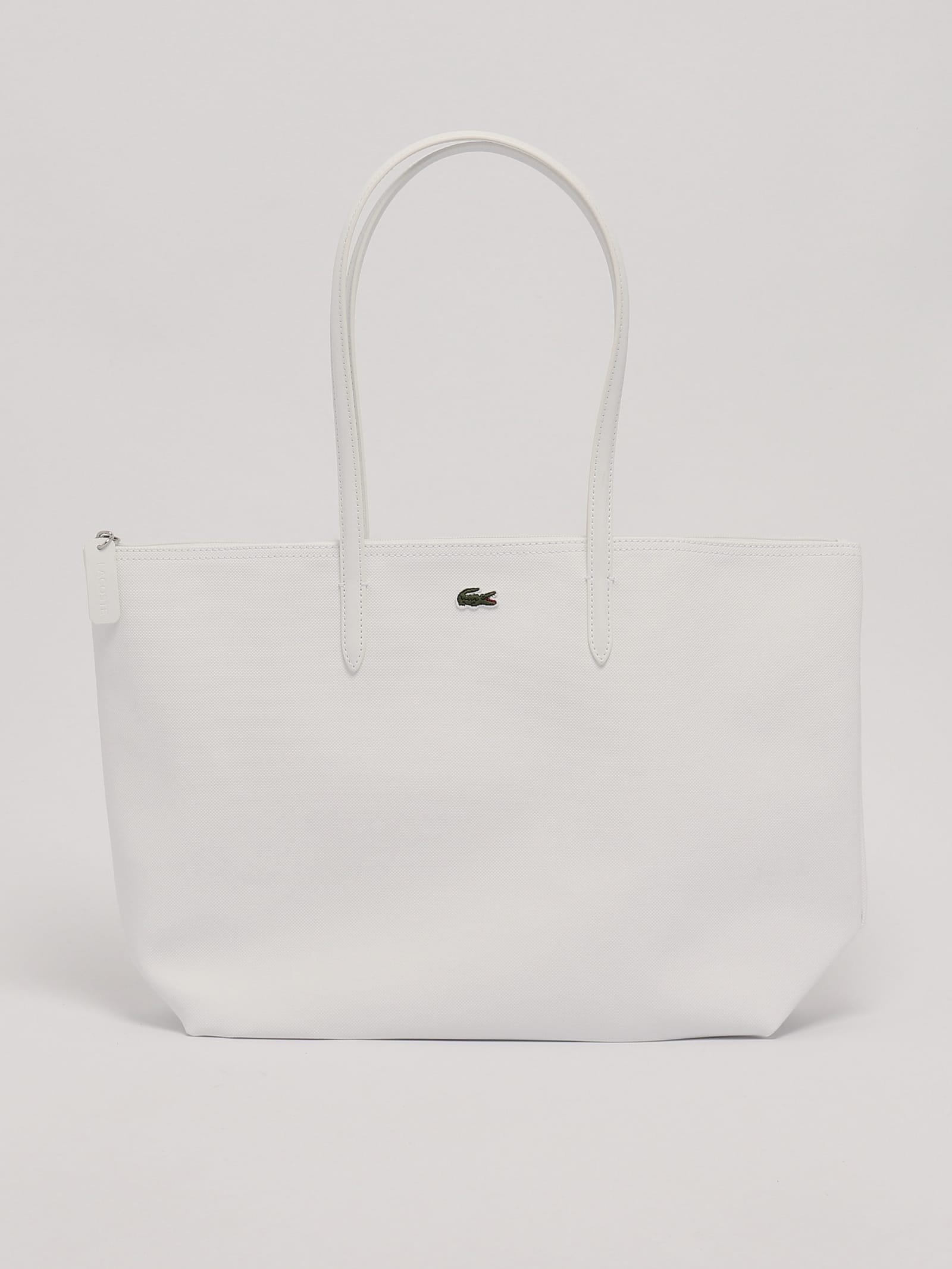 Shop Lacoste Pvc Shopping Bag In Bianco