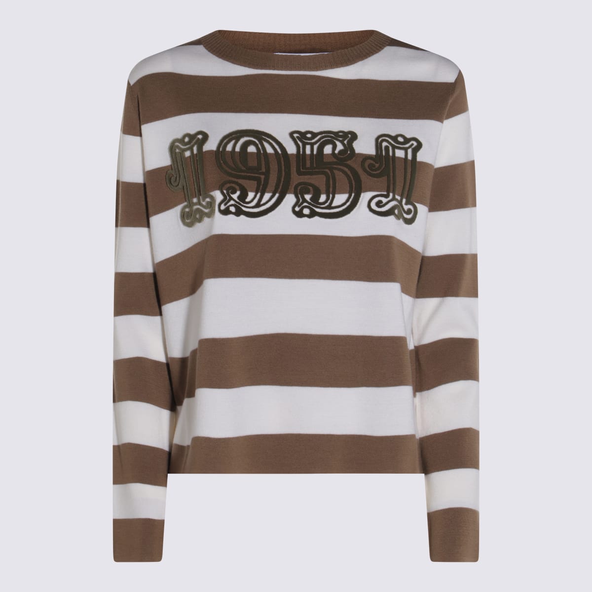 Max Mara White And Beige Wool Knitwear In Multi