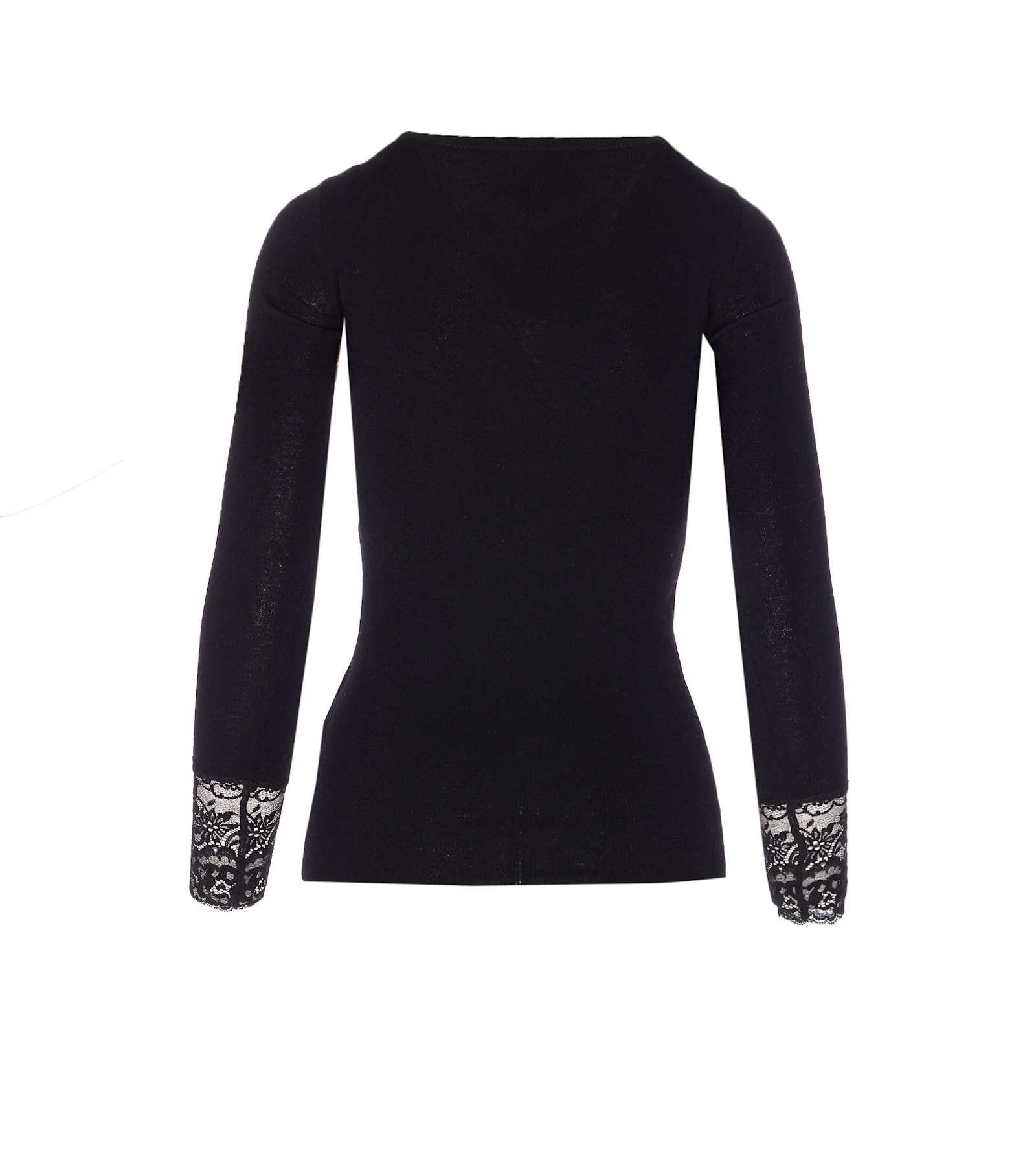 Valentino Knitwear With Lace Cuffs And Long Sleeves In Black