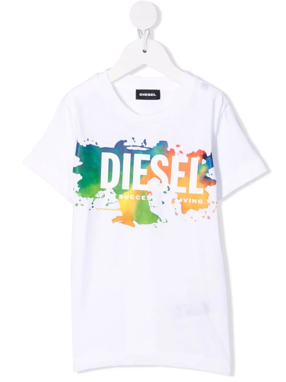 Diesel Kids White Screwdosky T-shirt With White Oversize Logo