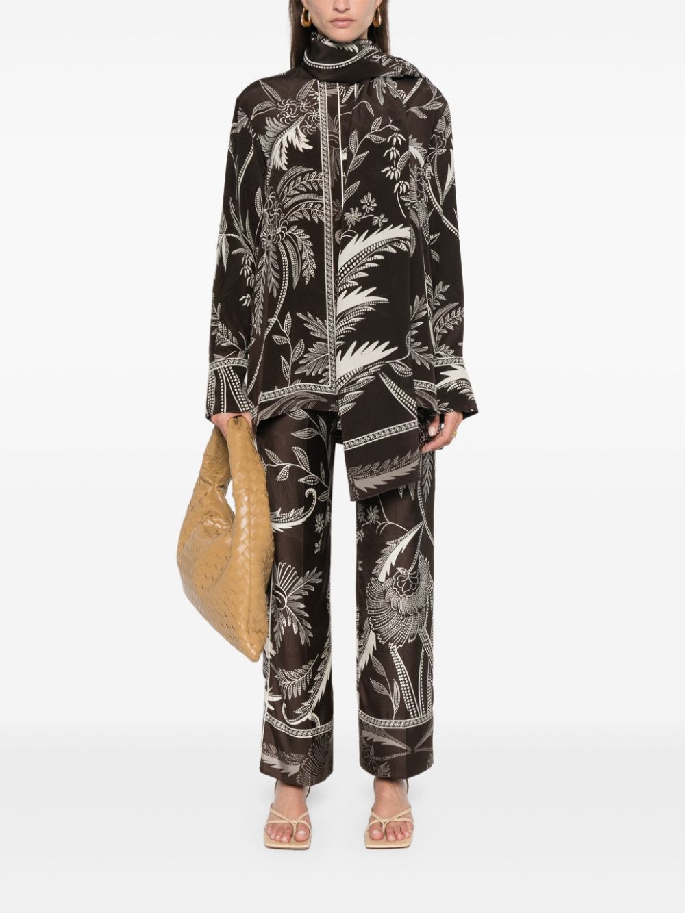 F.r.s For Restless Sleepers Printed Silk Shirt In Black