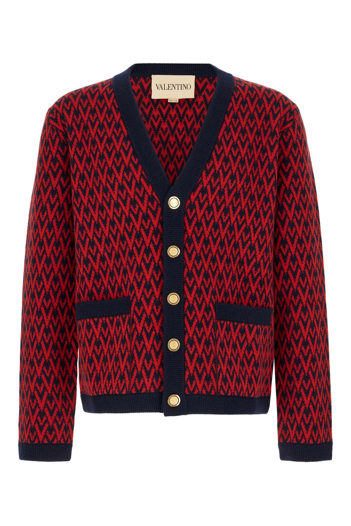 Valentino Cardigan With Toute La V Pattern In Red
