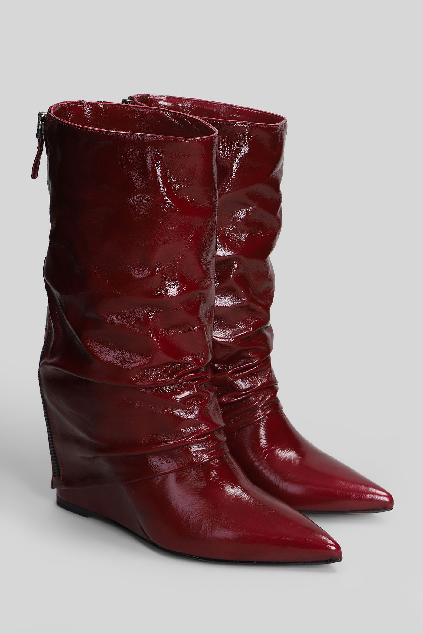 The Seller High Heels Boots In Bordeaux Leather In Burgundy