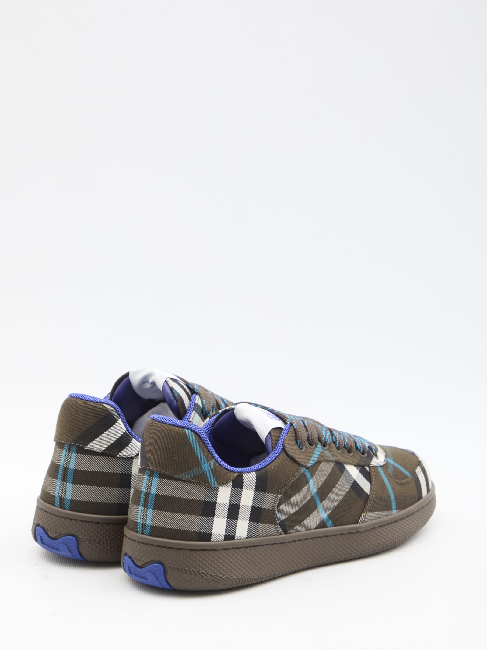 Shop Burberry Terrace Check Sneakers In Brown