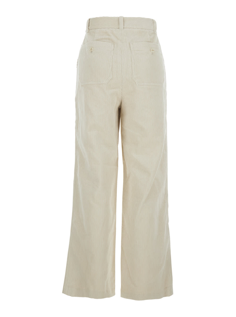 Dunst White Pants With Belt Loops And Wide Leg In Corduroy Woman In White