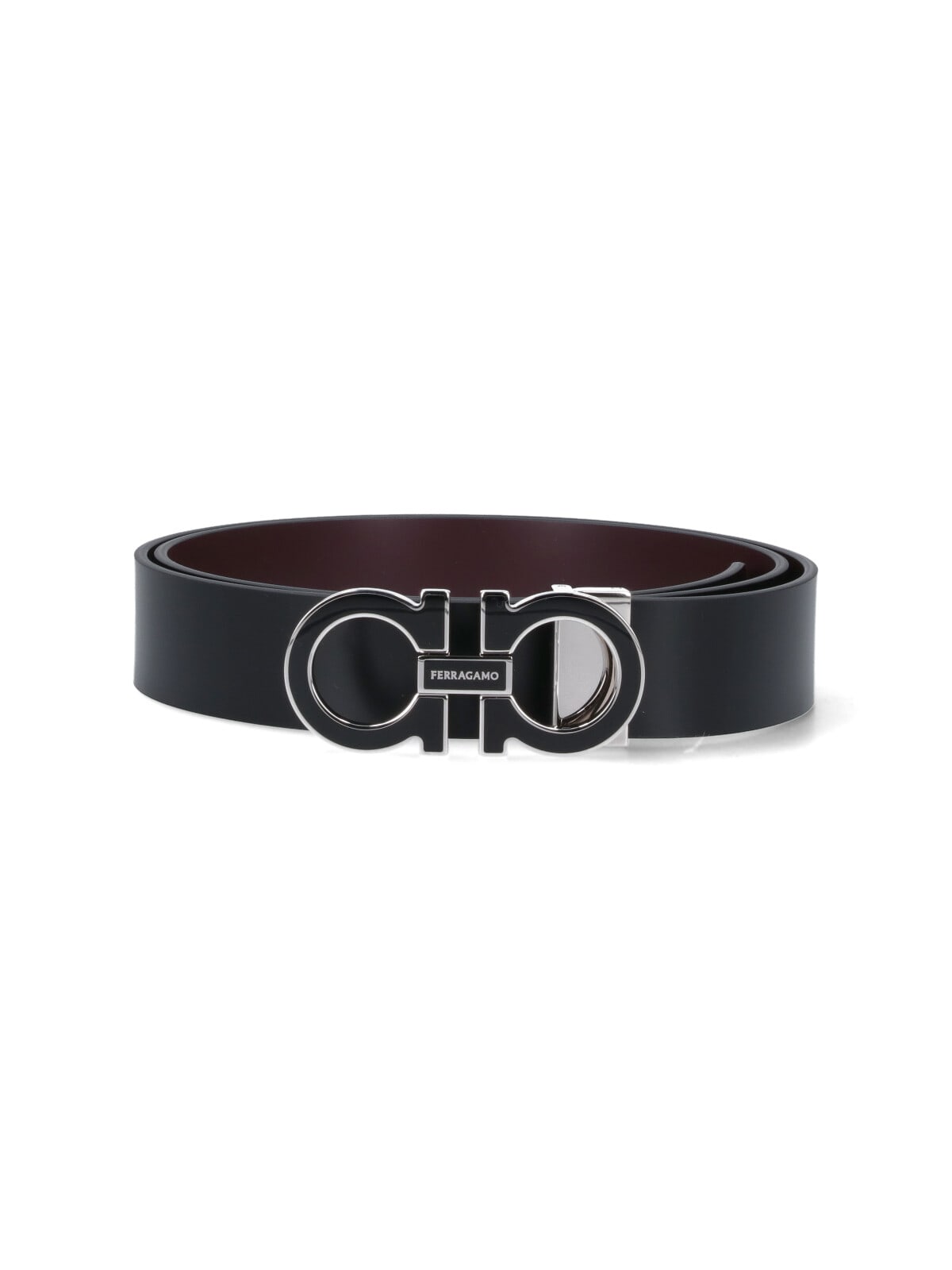 Ferragamo Gancini Reversible Belt In Black