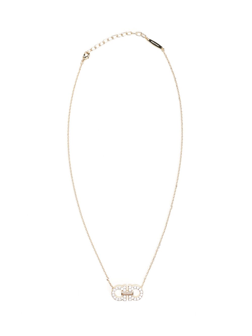 Ferragamo Crystal Pendant Chain Necklace With Adjustable Length In Gold