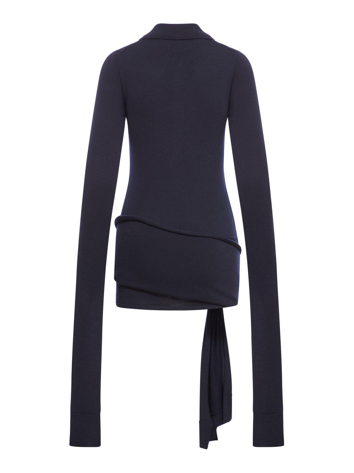 Shop Coperni Knotted Sleeved Dress In Blue Blu