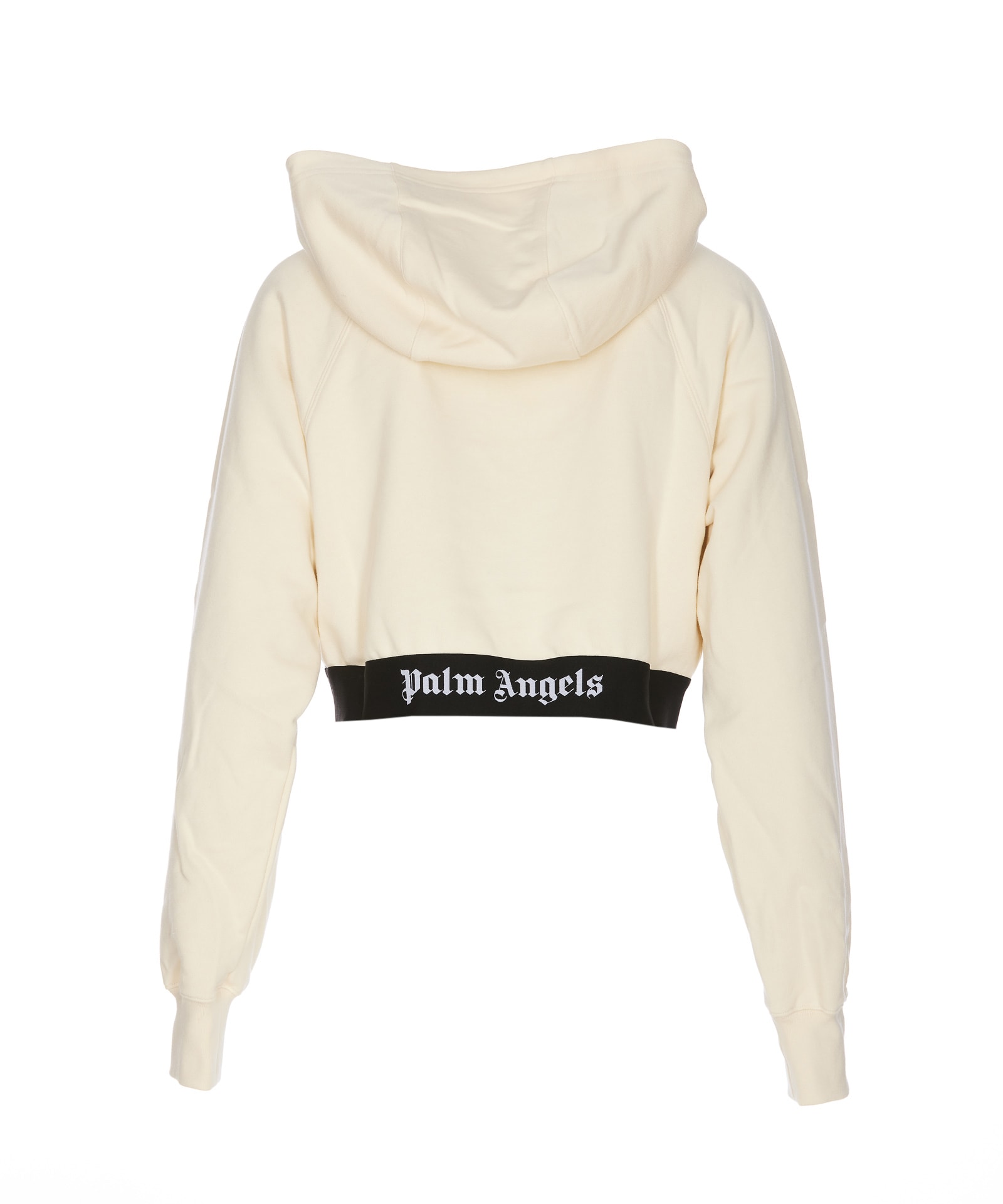 Shop Palm Angels Zip Cropped Logo Hoodie In White