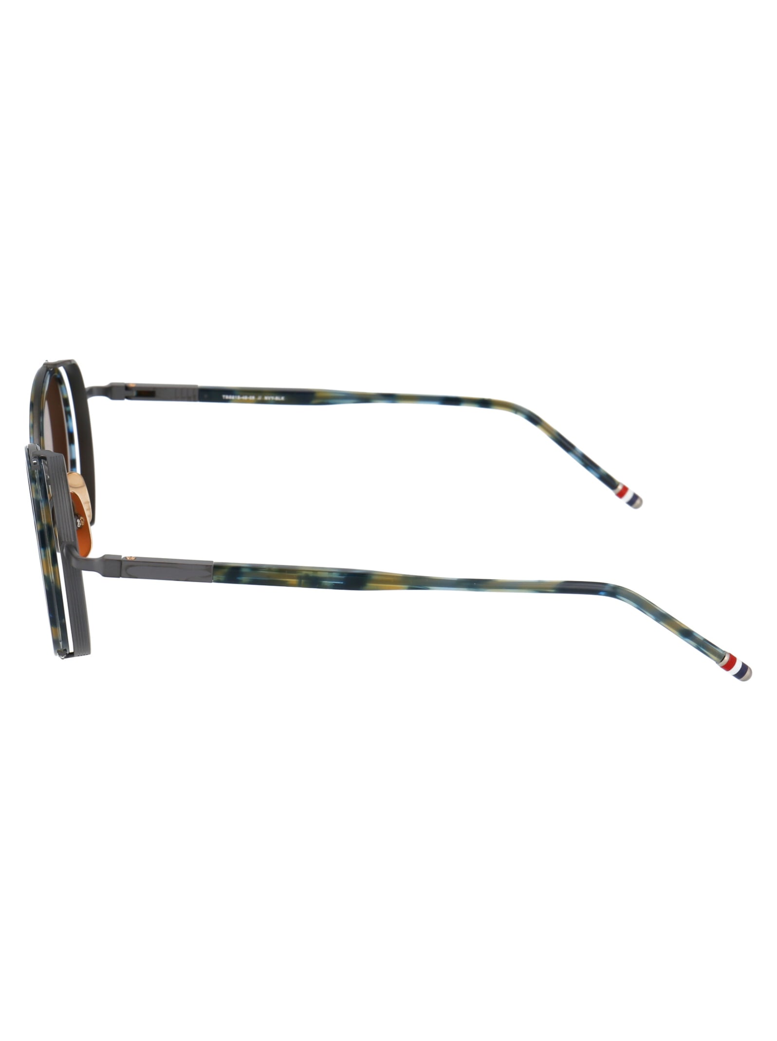 Shop Thom Browne Tb-813 Sunglasses In Navy Tortoise - Black Iron W/ Dark Brown - Ar