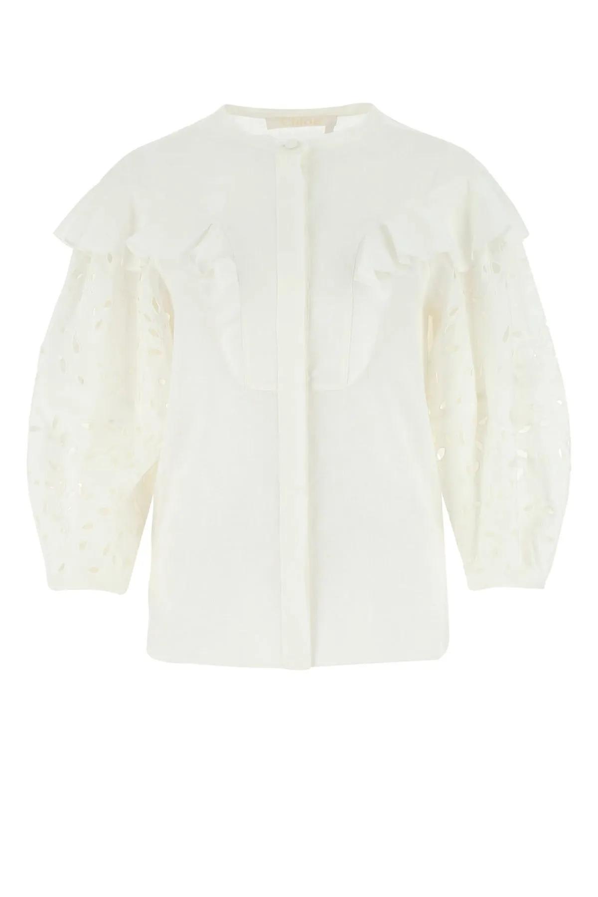 Chloé Ruffled Yoke Blouse In 107
