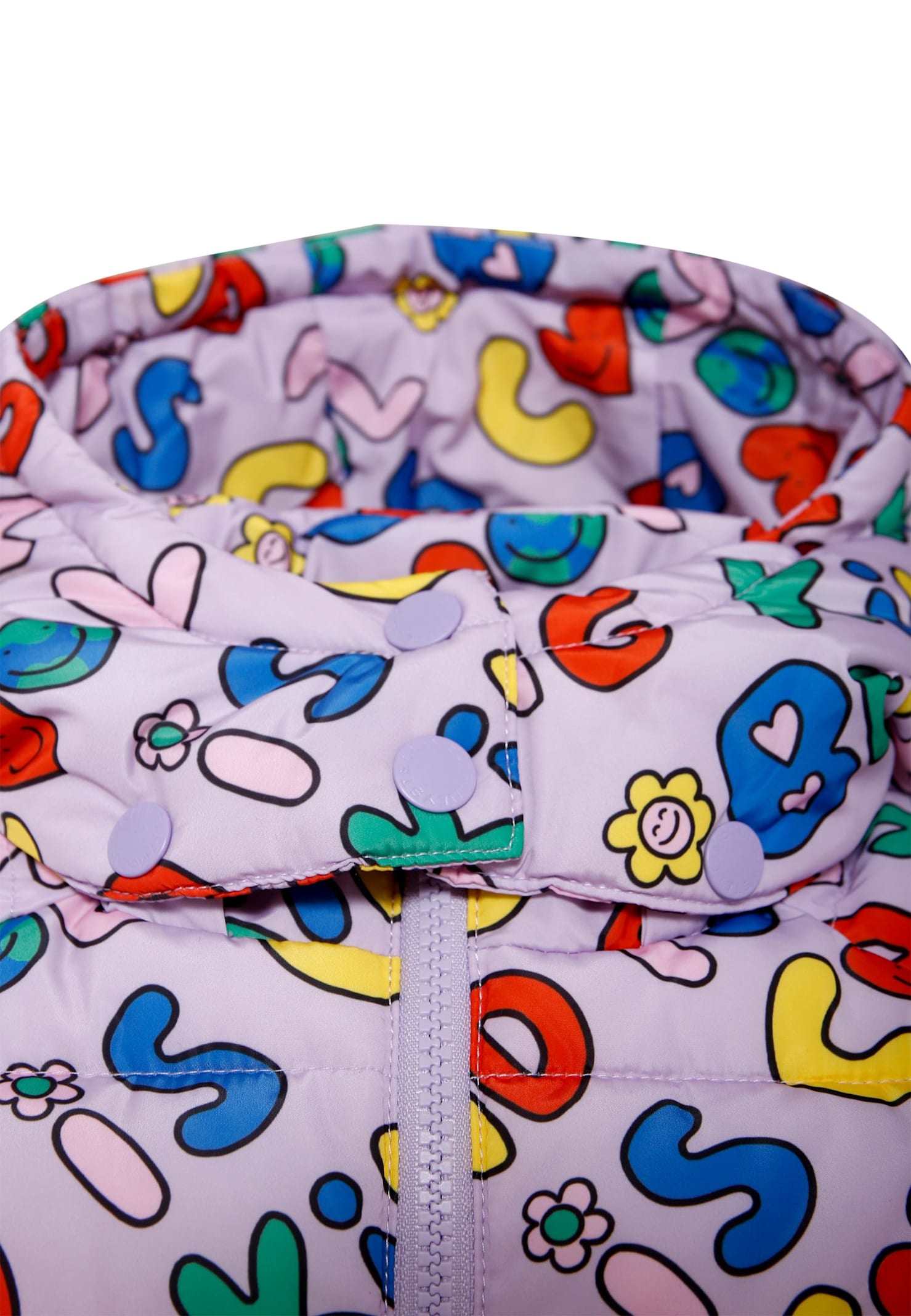 Stella Mccartney Long-sleeved Hooded Down Jacket In Purple