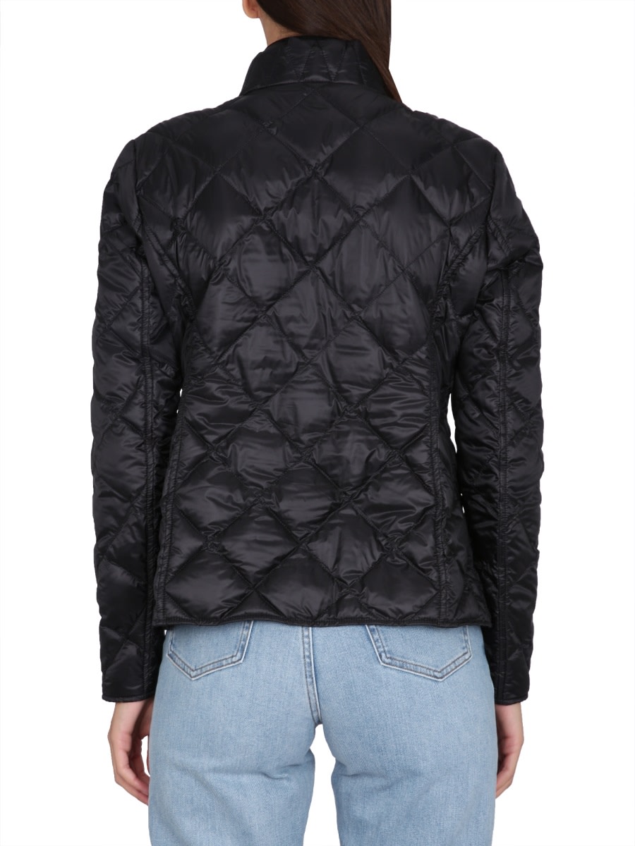 Fay Quilted Black Down Jacket With High Collar In Black