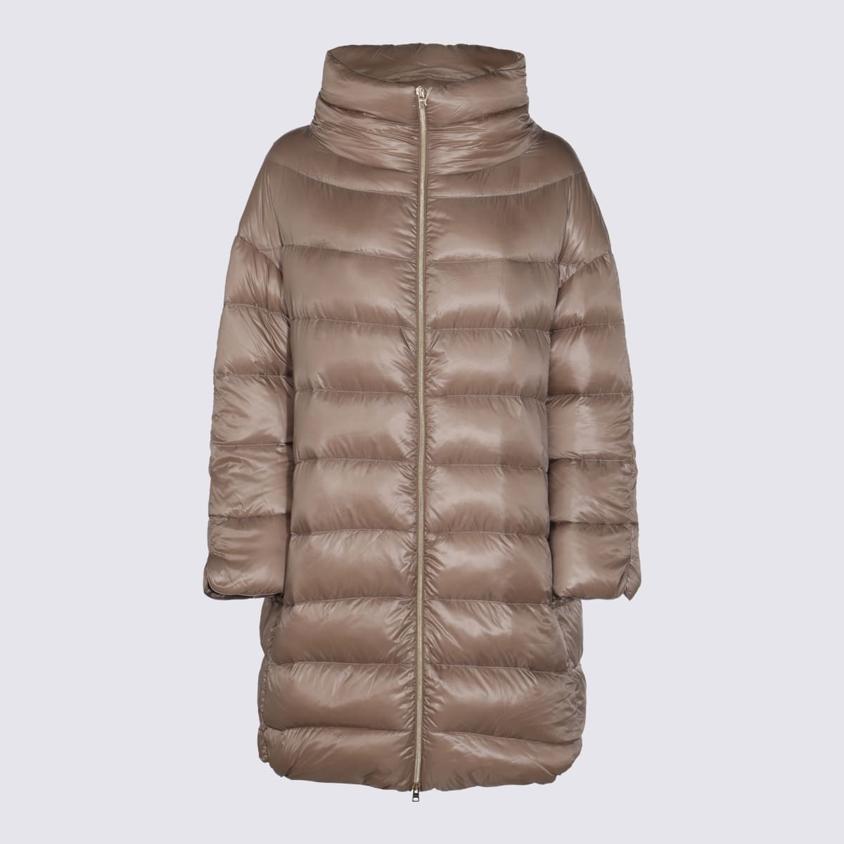 Herno Down-feather Mid-length Coat In Gray