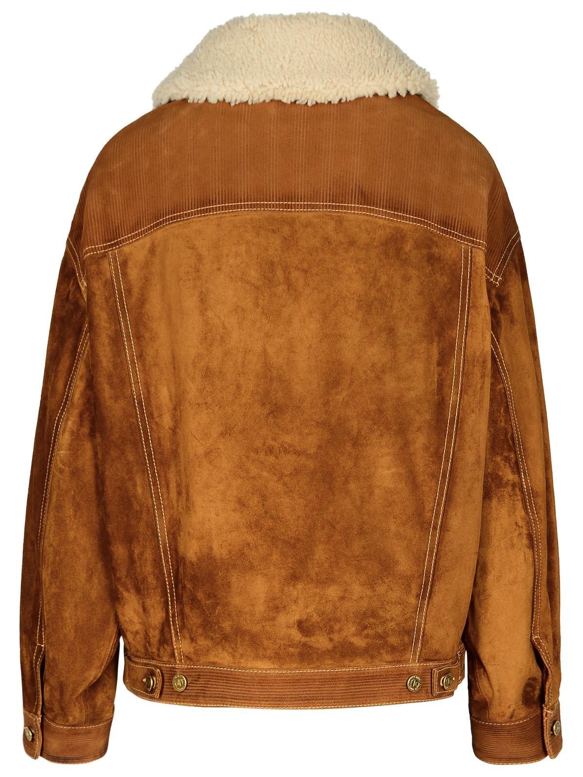 Shop Golden Goose Buttoned Corduroy Jacket In Tobacco Brown