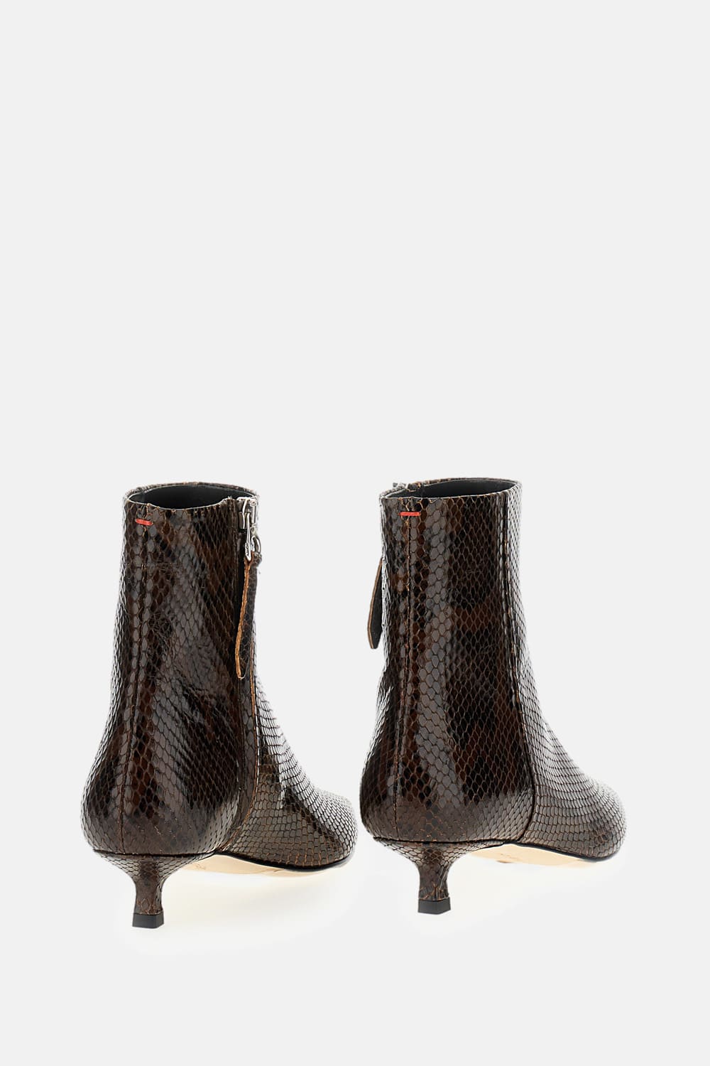 Aeyde Sofie Snake Print Calf Leather Moka In Brown