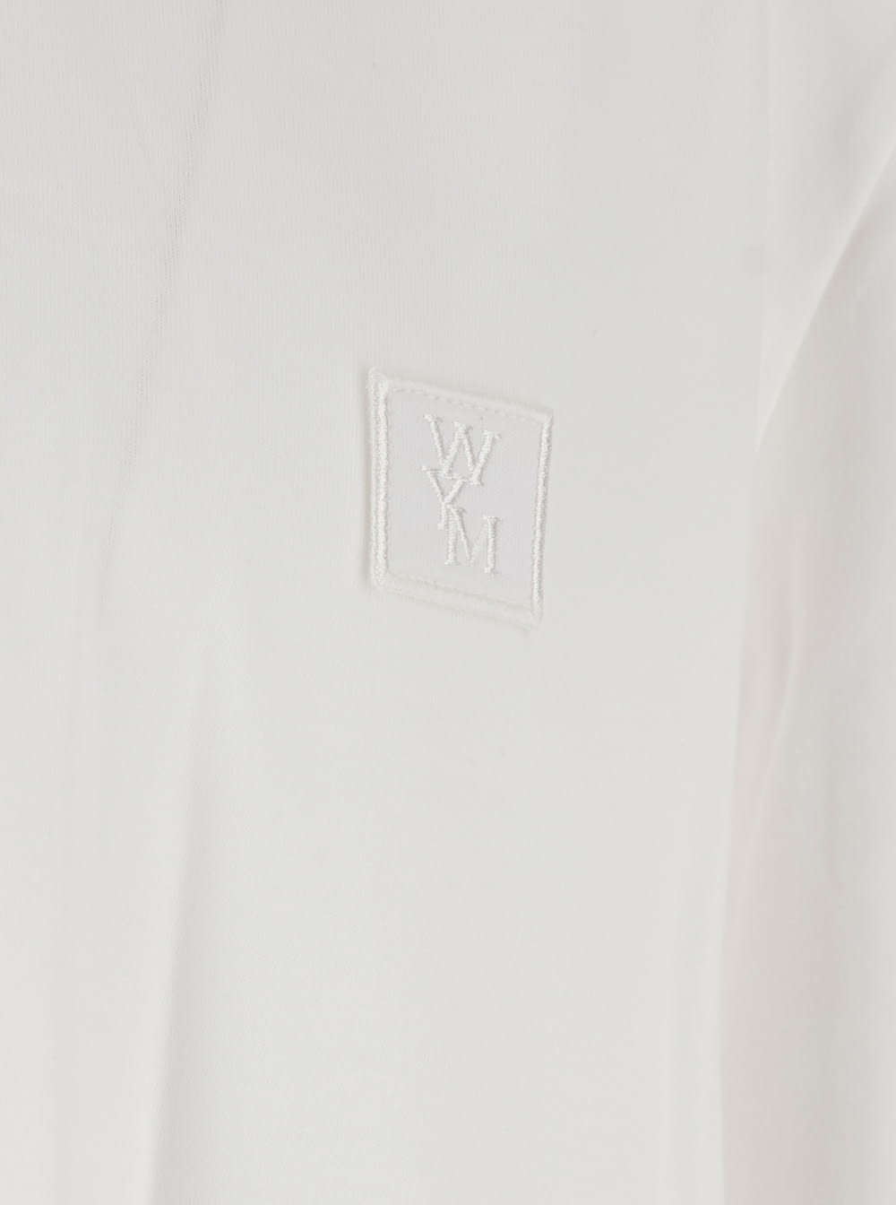 Wooyoungmi White Crewneck T-shirt With Logo Patch On The Front And Floral Motif On The Rear In Cotton Man In White