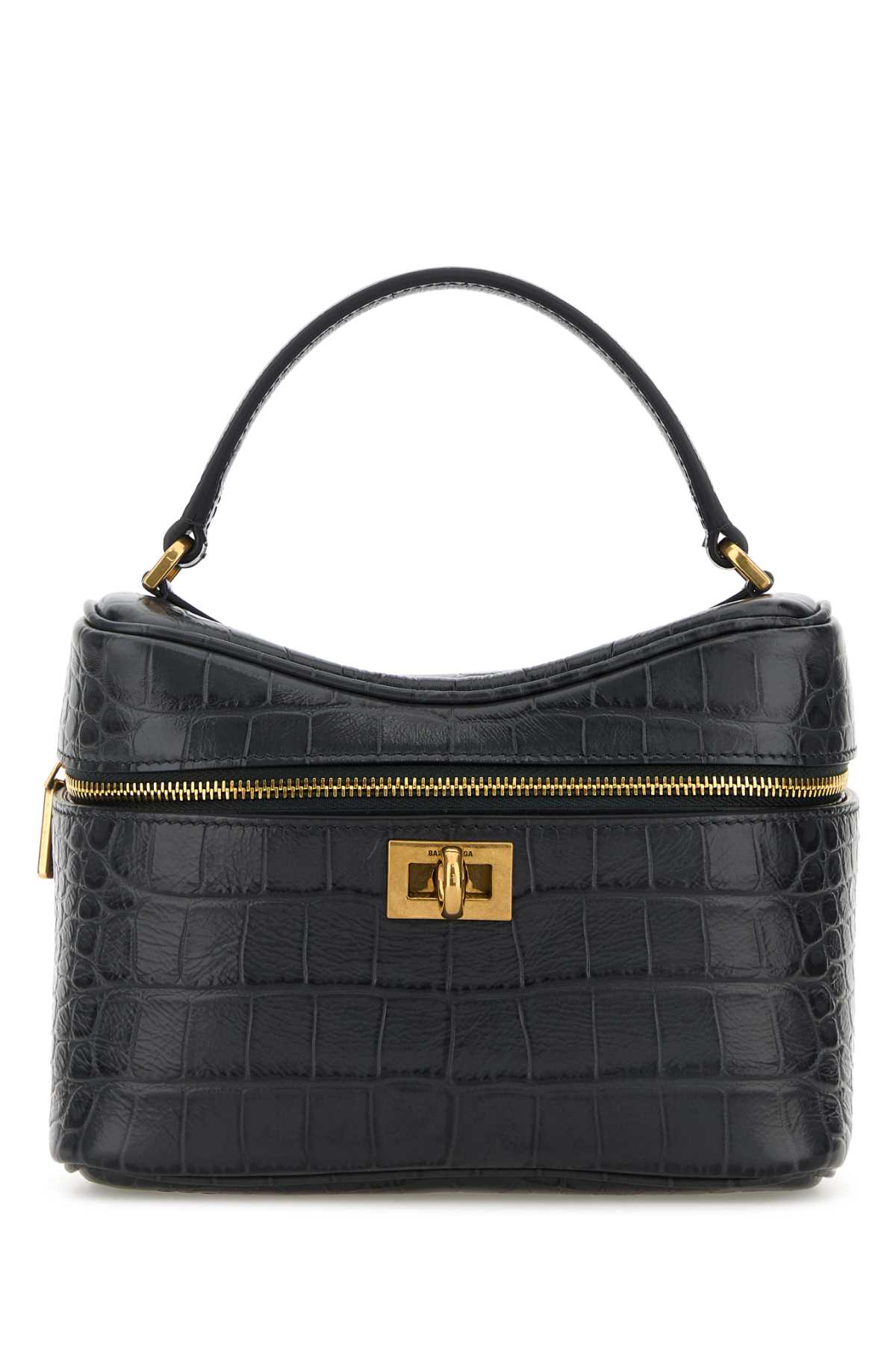 Balenciaga Rodeo Croc-embossed Leather Vanity Crossbody Bag In Black