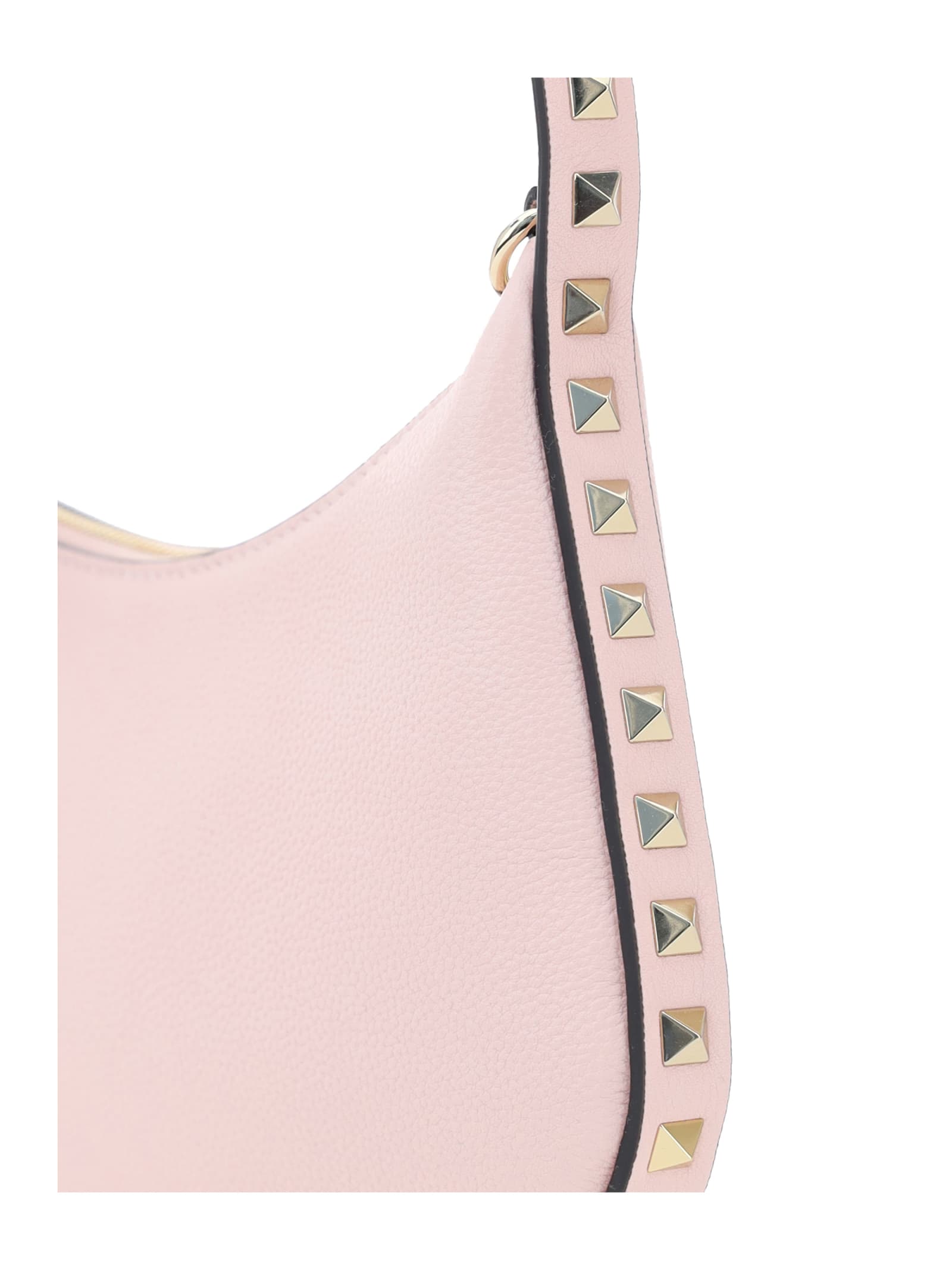 Shop Valentino Garavani Rockstud Mini Hobo Shoulder Bag In Pink