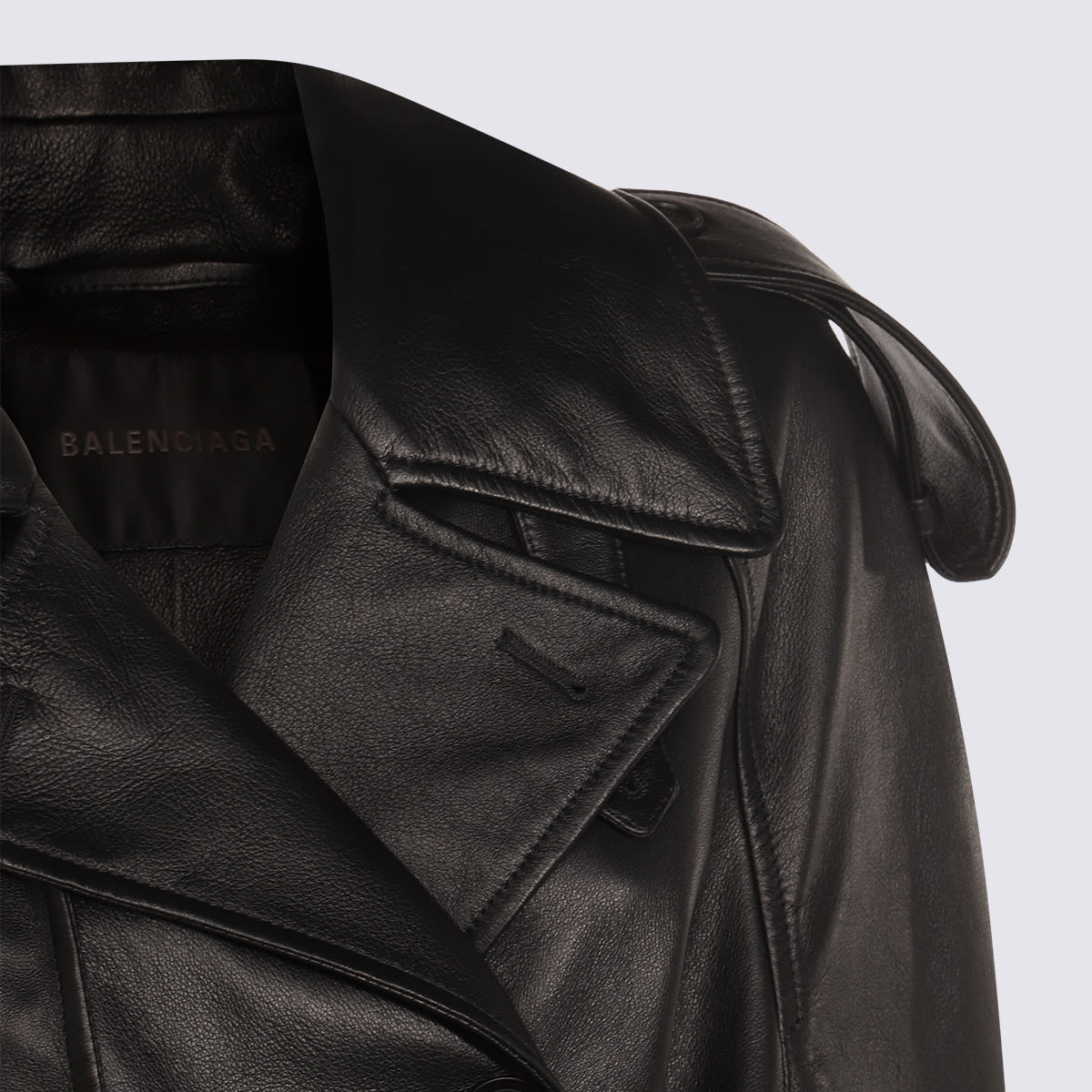 Balenciaga Black Leather Jacket In Black