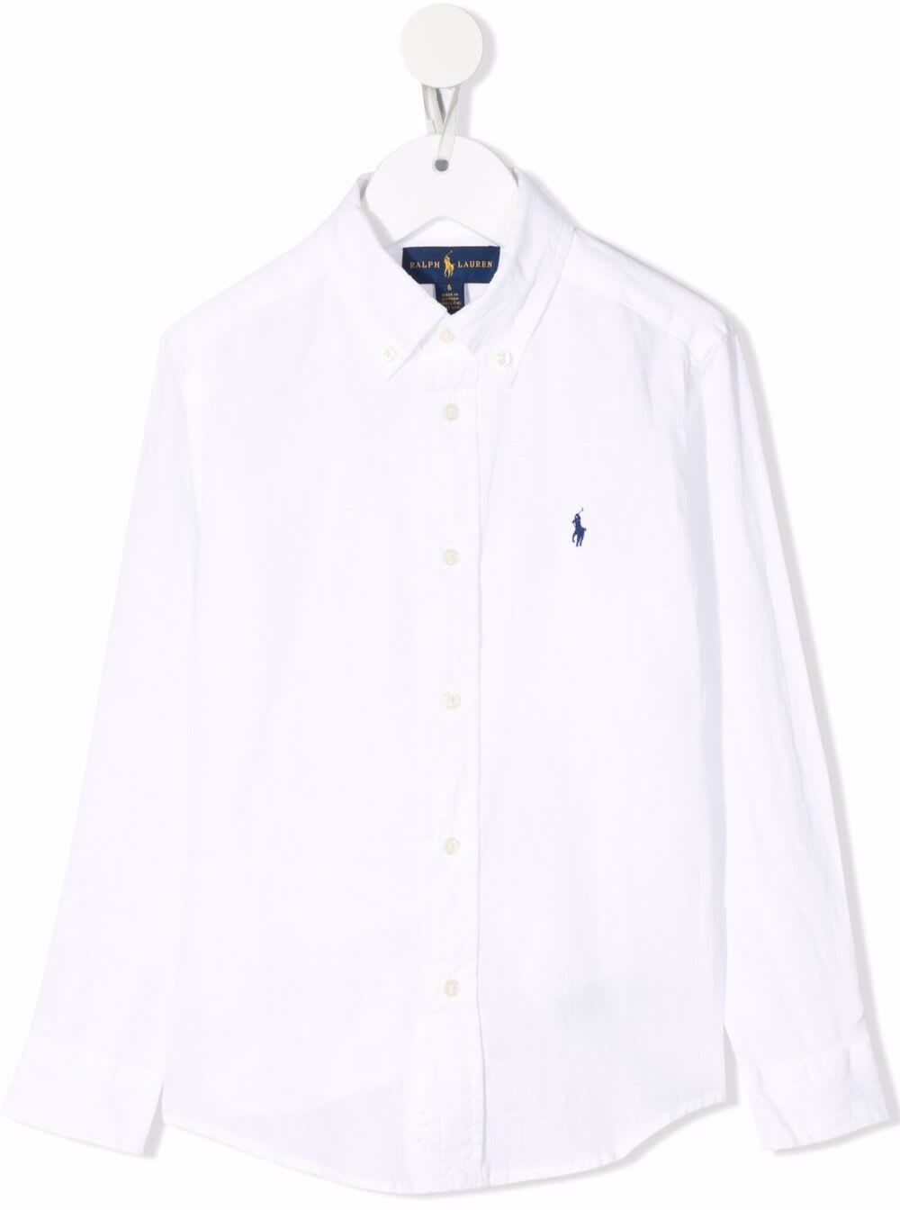 Shop Ralph Lauren White Shirt With Logo Embroidery In Cotton Bou