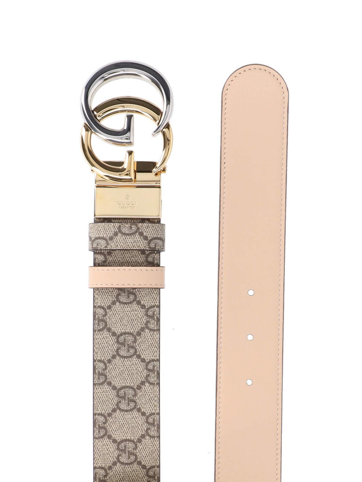 Shop Gucci Gg Marmont Reversible Belt In Grey