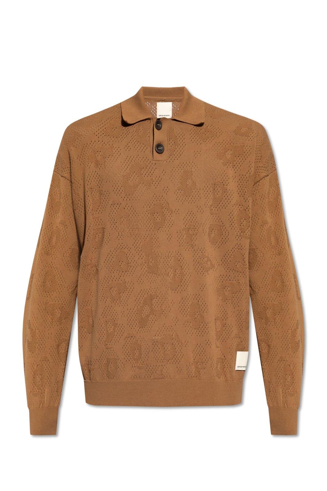 Shop Emporio Armani Sweater With Collar In Beige
