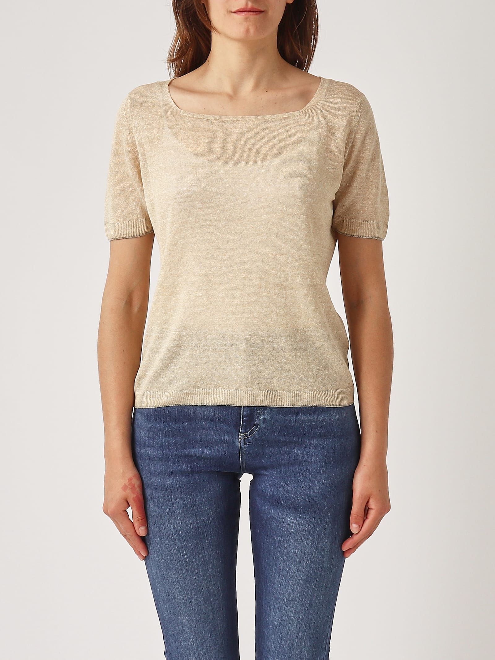 Gran Sasso Pullover M/m Bordi Lurex Sweater In Brown