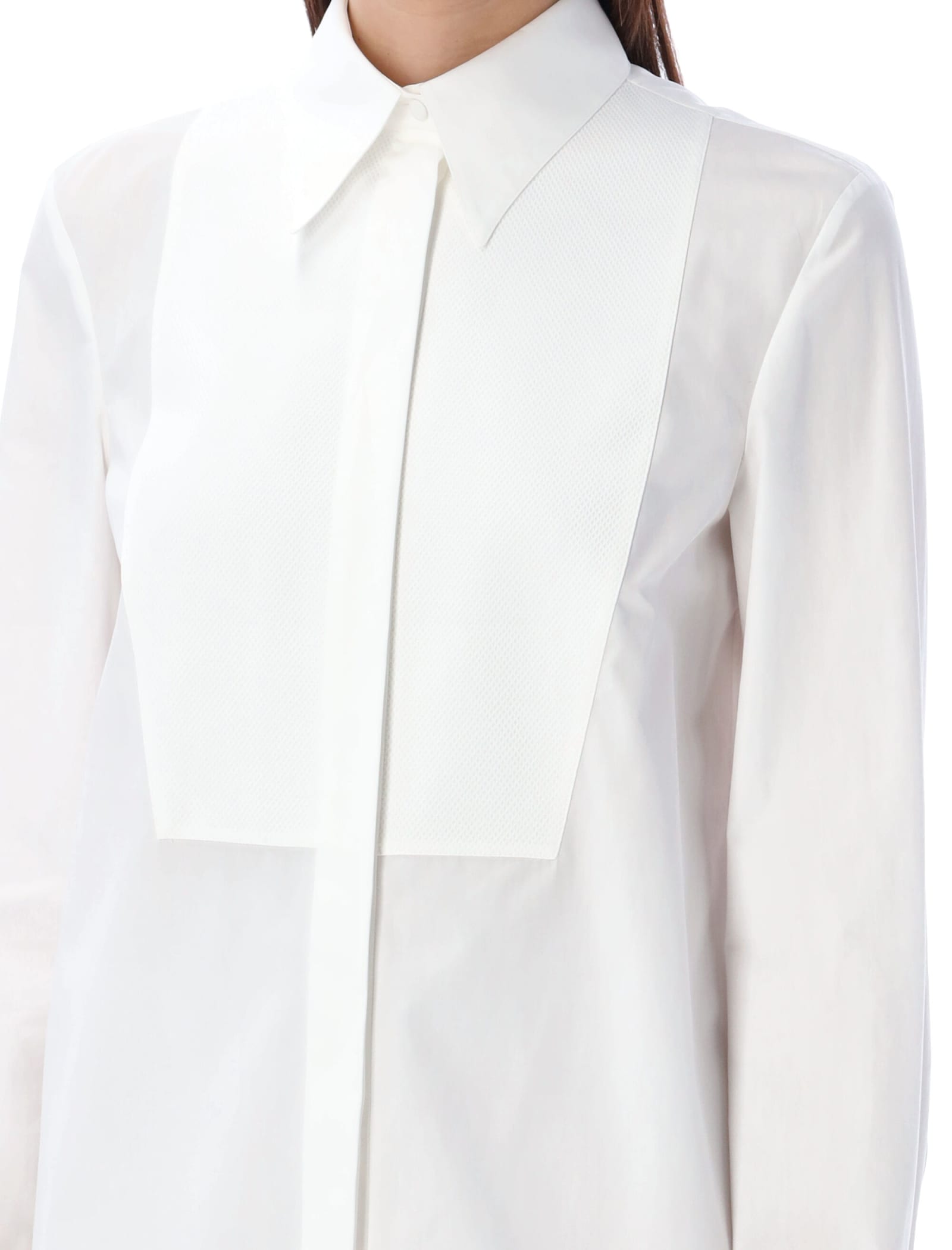 Shop Valentino Tuxedo Shirt In Bianco Ottico