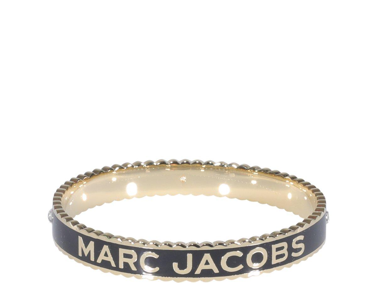 Marc Jacobs The Medallion Logo Detailed Bracelet In Black/gold