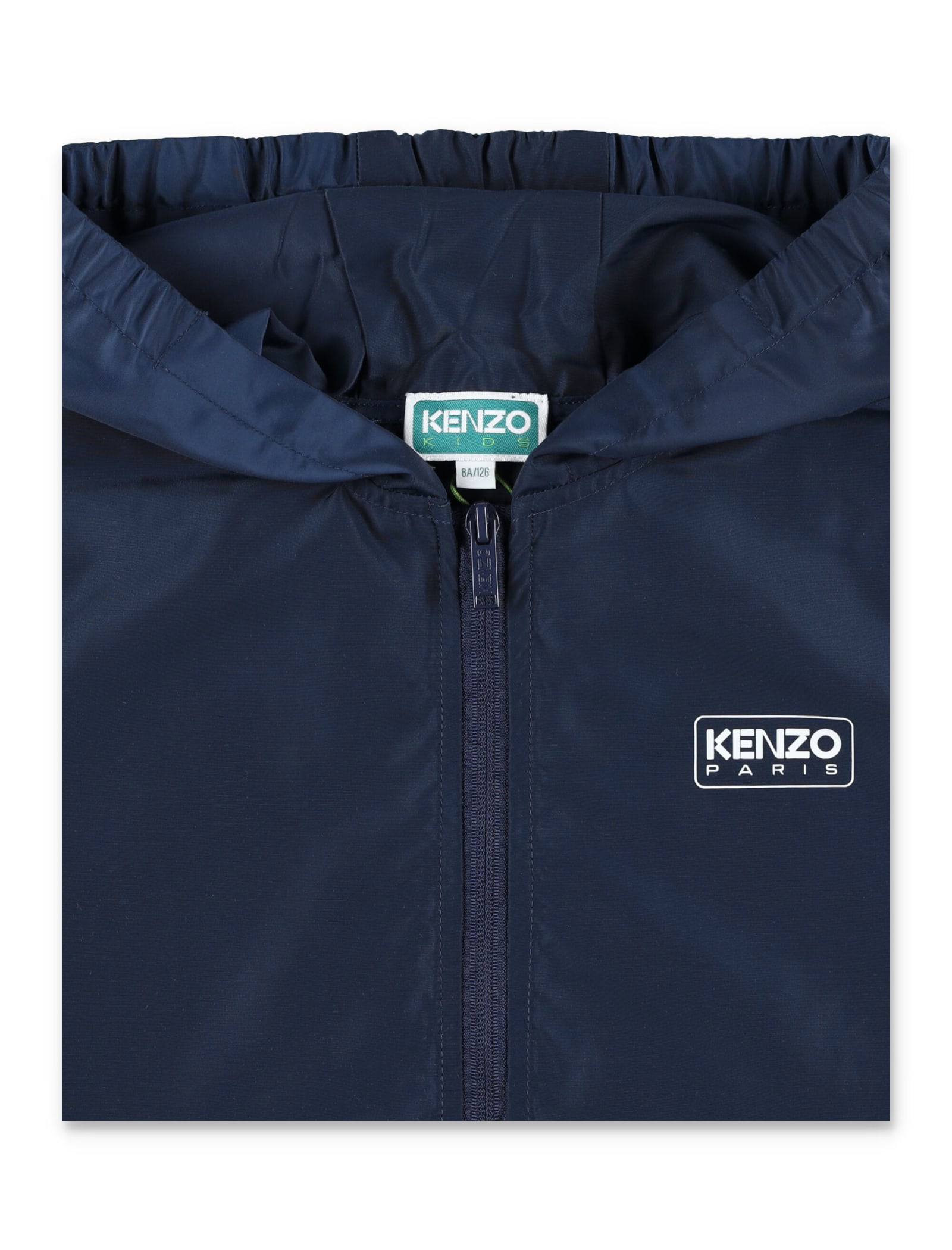 Shop Kenzo Logo Windbreaker Jacket In Navy
