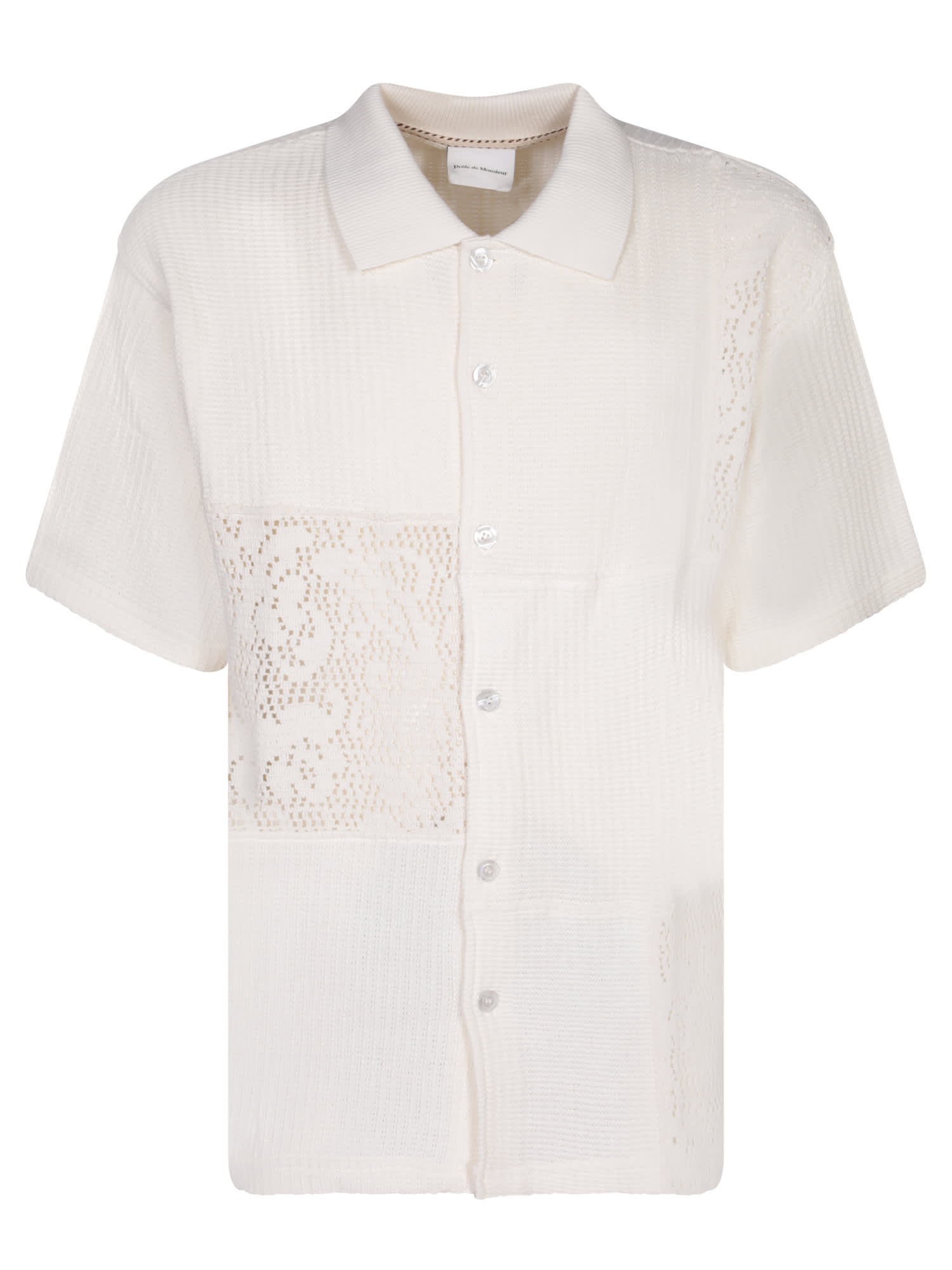 Shop Drôle De Monsieur Cream Patchwork Shirt In White