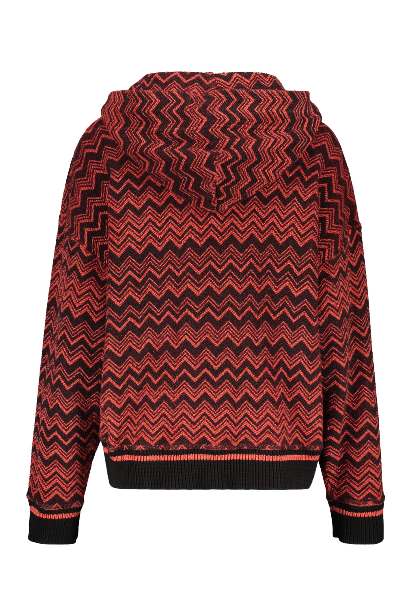 Shop Missoni Knitted Full Zip Hoodie In Red