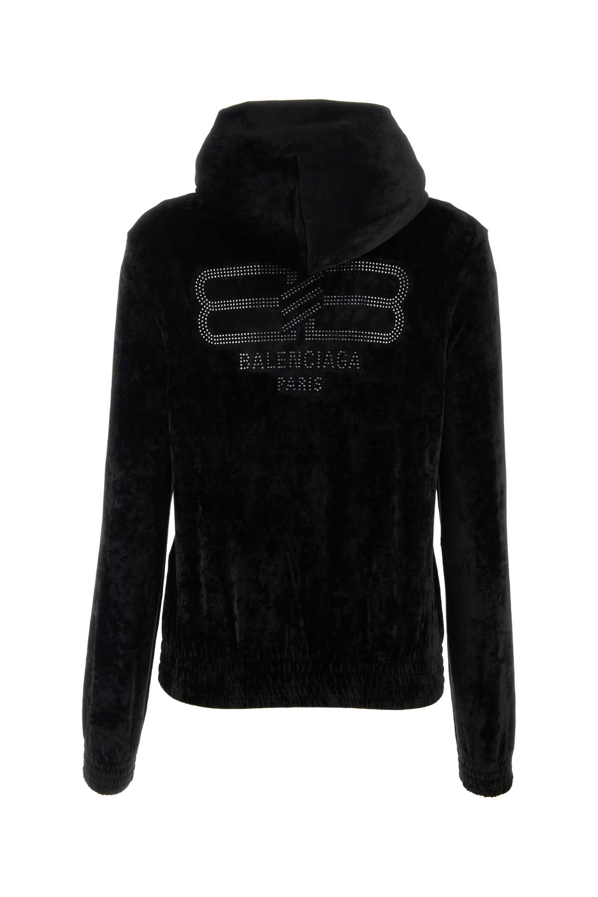 Balenciaga Black Velvet Sweatshirt In 1000