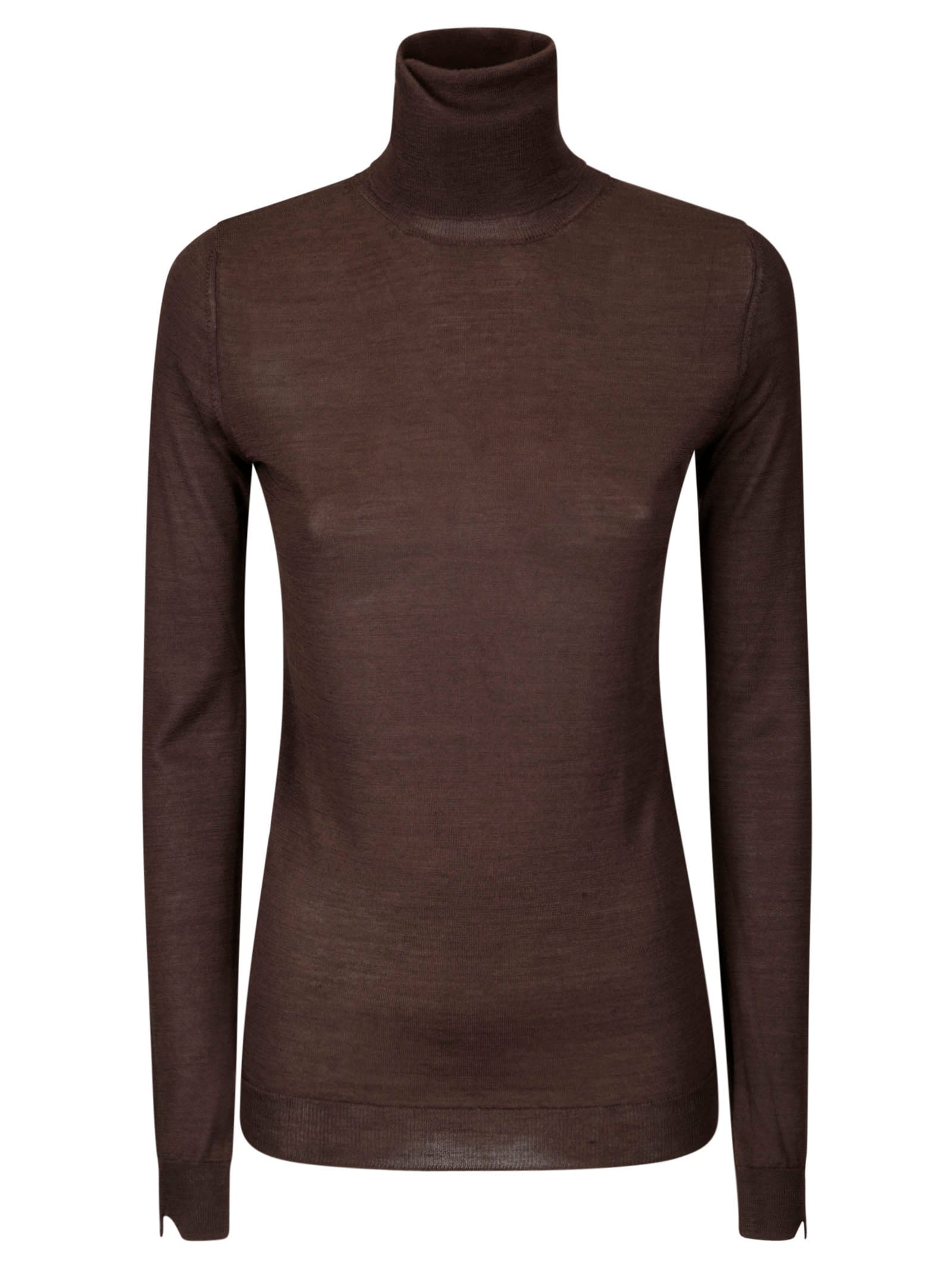 Shop Stefano Mortari Top Collo Alto Manica Lunga Bottoncini Schiena In Choccolate