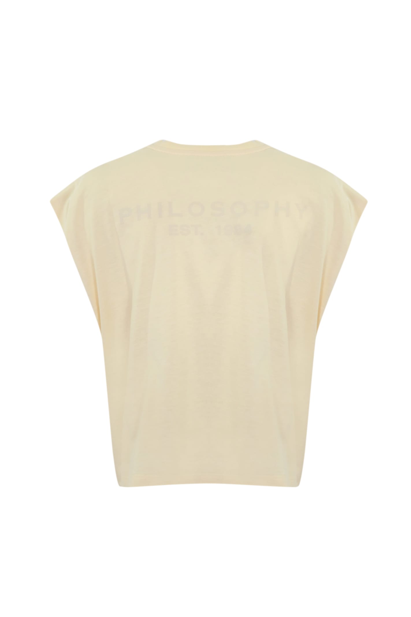 Shop Philosophy Di Lorenzo Serafini Cotton T-shirt With Rhinestones In Giallo